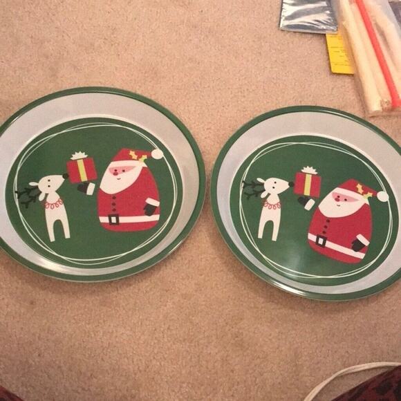 Set of 2 Santa reindeer plastic serving trays - Picture 1 of 3